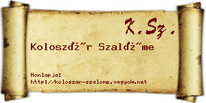 Koloszár Szalóme névjegykártya